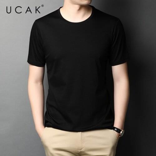 UCAK Brand Classic Solid Color O0-Neck Pure Cotton T Shirt Men Clothes Summer NEW Arrivals Streetwear Casual Tshirt Homme U5456