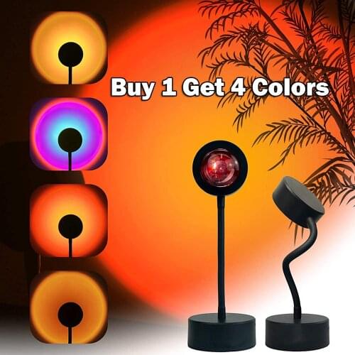 USB Sunset Lamp Sunset Projector LED Mood Light Living Room Bedroom Night Light Room Bar Coffee Store Wall Decoration Lighting
