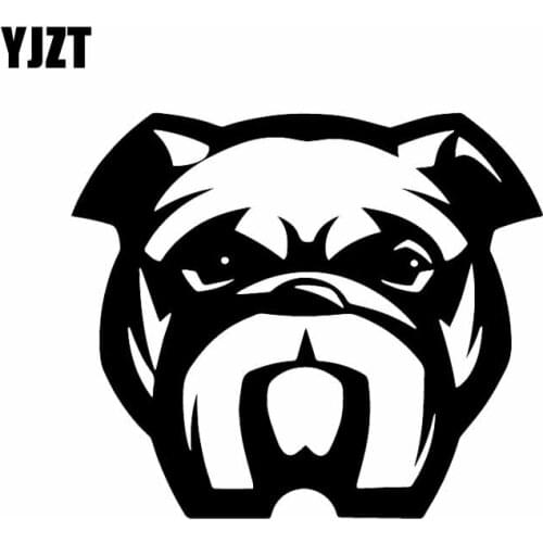 YJZT 14.6X12.6CM Creative Car Sticker Vinyl Decals Dog Bulldog Head Pet Animal Black/Silver C24-1498