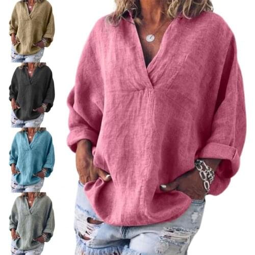 Oversized Tee Women Shirt White M-3XL Plus Size Autumn Top Casual Loose Solid Color Cotton Linen Rollable Sleeve Blouses Blusas