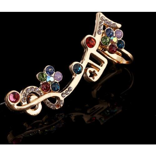 ZLDYOU Fashion Colorful Flowers Ear Cuff Crystal Note Star Earcuff Piercing Jewelry Women Best Friend Gift Clip Earrings