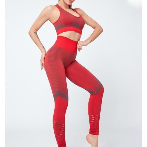Patchwork 2 Piece Set Women Seamless Yoga Set Gym Clothing Sleeveless Crop Top High Waist Yoga Pants Summer Sport Set Women