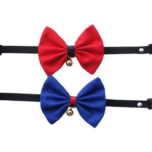 1PC Pet Bowtie Safety Elastic Bowtie with bell small dog cat collar safe soft 2 colors pet Products dog collar