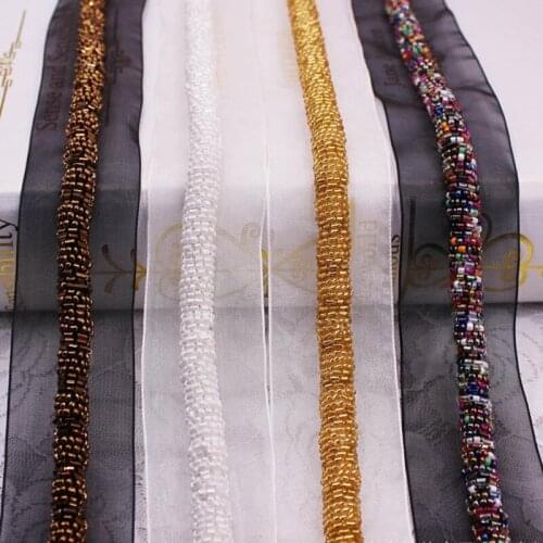 10Yards Colorful Pearl Beaded Embroidered Lace Trim Ribbon Fabric DIY Handmade Costume Dress Sewing Supplies Crafts