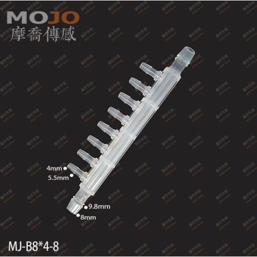 2020 Free shipping!(10pcs/Lots) MJ-B8X4-8 hose connectors 8mm to 4mm six way pipe joint PP Plastic multiple pass pipe fitting