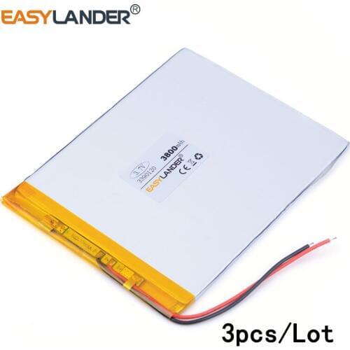 3pcs /Lot 3390120 3800MAH lithium Li ion polymer rechargeable battery For Power bank PAD DVD Naptop e-book video game MID