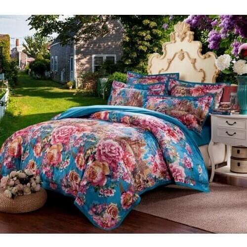 100% Cotton Nice Flower jacquard floral Luxury Royal Bedding Set King Queen Wedding Bed Sheet set Duvet cover Pillowcases 4pcs