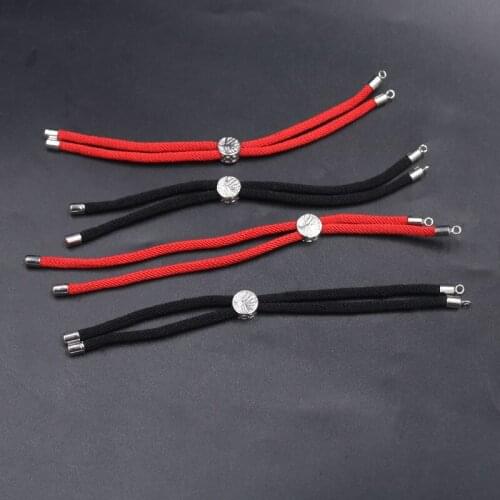 4pcs Thread Semi-Finished Cord Bracelet, Cotton Rope Adjustable Half Bracelet, *Silver Plated Tree of Life Adjustable Beads