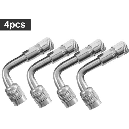 4Pcs Tyre Tube Copper Silver Valve Extension Adapter For Truck Car Moto Bike Motorcycle 90 Degree Angle Bent Valve Adapter
