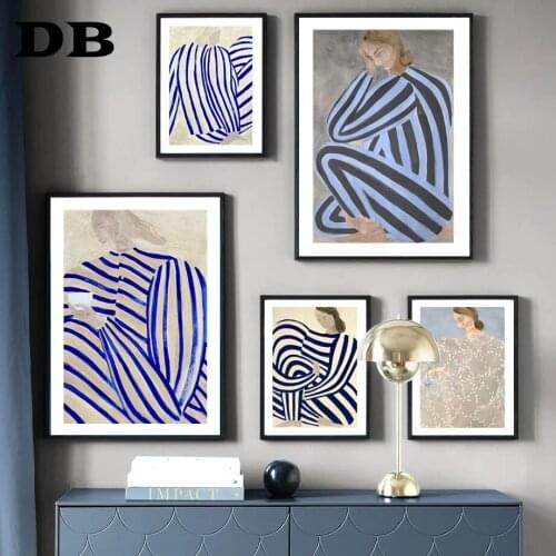 Abstract Girl Line Curve Clothes Withered Flower Wall Art Prints Canvas Painting Nordic Poster Decor Pictures For Living Room