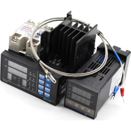 REX-C100 Digital PID Temperature Controller Thermostat SSR + Max.40A SSR + K Probe + Heat Sink + PC410 For BGA Rework Station