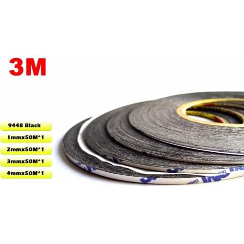 Mix 4 rolls 1mm/2mm/3mm/4mm 3M Black Double Sided Adhesive Tape Strip Sticky for Mobilephone Tablet Touch Screen Panel Glass LCD