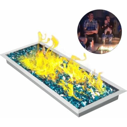 Natural Gas Fire Pit Burner Drop In Pan 32"x 12" Propane Square Durable