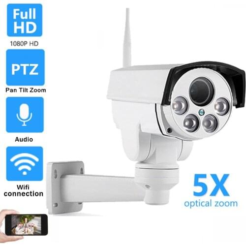 HD 1080P 2MP 5MP PTZ IP Camera Wifi Outdoor Onvif 5X ZOOM Waterproof IR 50M P2P CCTV Security Camera Audio Mic CamHi Phone View