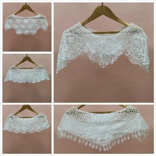 Exquisite White Crochet Tulle Lace Fabric Finished Small Shawl Short Paragraph Dress Skirt Vest Jacket Fashion With Sunscreen
