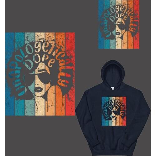 Beautiful African Lady Patch Thermo Transfer Sticker On Clothes DIY Iron On Patches For Clothing Washable Women T-shirt Applique