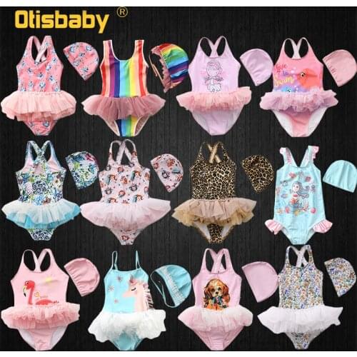 2-8 Years Little Girl Bikini Swimsuit One Piece for Girls Leopard Kids Vintage Print Swimwear Girls' Beach Holiday Clothing Set