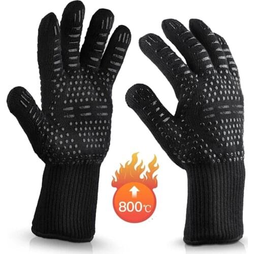 HOT 800° C Heat-Resistant BBQ Gloves Soft Non-Slip Washable Convenient Waist Guard Absorption Easy to Wear Suit for BBQ Kitchen
