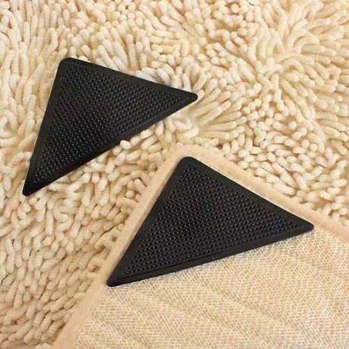 4Pcs/lot Reusable Anti-skid Rubber Mat Non Slip Area Patch Mats Washable Rug Gripper Stopper Tape Floor Carpet Black Corners Pad
