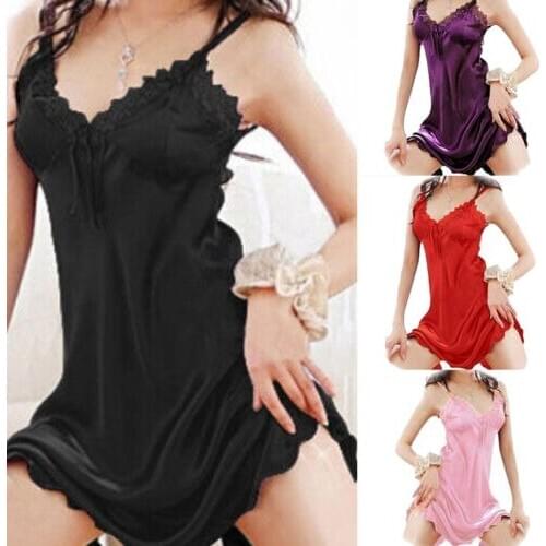 Newest trendy sexy lace v-neck Lady Lingerie Sleepwear Women Babydoll Robe Underwear Night Dress Sleepshirts Nuisette Summer