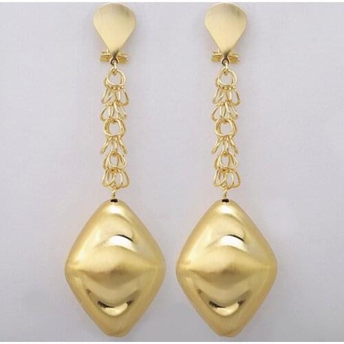 NEWS Saudi Gold-color Big Long Drop Dangle Earrings Nigerian Wedding Jewelry Set Bridal Dubai Dress Accessories Jewelry Sets