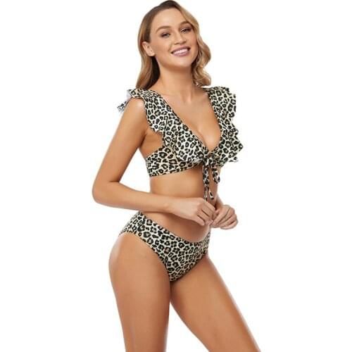 2021 Summer Euro- American Summer New Sexy Leopard Swimwear Two-piece Swimsuit Women