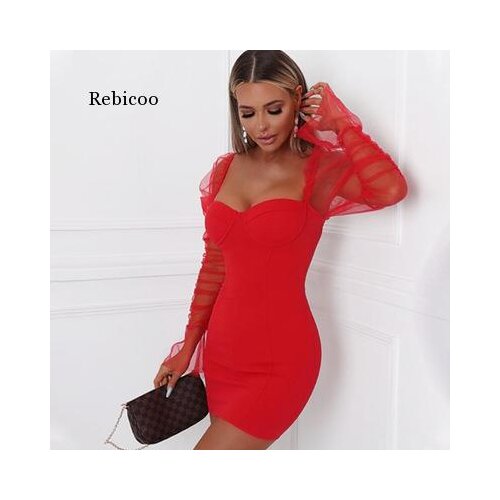 New Autumn Green Black Mini Dress Womens V-Neck Long Sleeve Sexy Ladies Dress Retro Party Dress Elegant