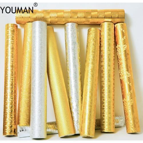 Wallpapers YOUMAN Luxury European Style Wallpapers Silver Gold Bling Bedside TV Background Wallpaper KTV Home Decor Wall Papers