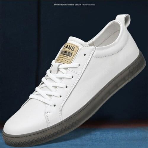Genuine Leather Shoes Men Sneakers Cow Leather Shoes Brand Mens Casual Shoes Man Fashion Sneakers Whiter Footwear