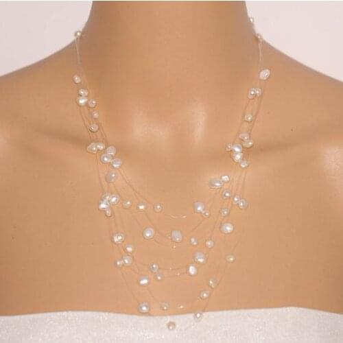 White Pink Black Color Real Pearl Jewelry,Charming Baroque Freshwater Pearl Necklace,Fashion Fish Line Woman Bridesmaid Gift