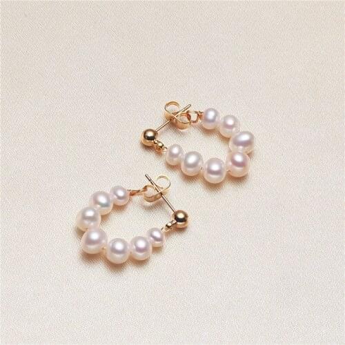 Wholesale 4-6MM MINI Real Freshwater Pearl Earrings Gold Plated Stud Earrings Nice Party Wedding Women Gift 10 pairs/lot