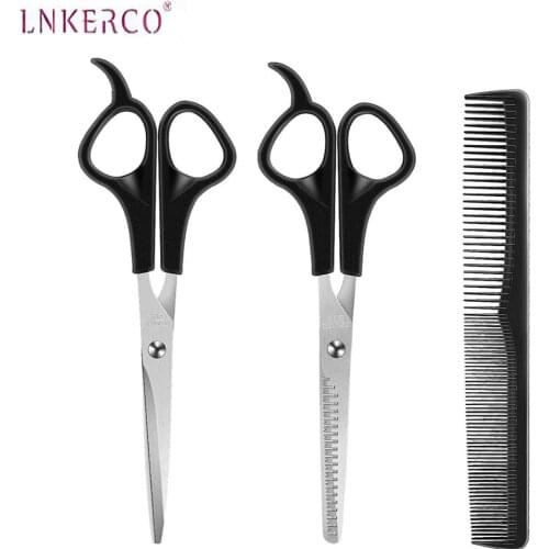 Lnkerco Hair Scissors Hairdressing Professional 6 Inch Haircut Comb Scissors Kit Straight Thinning Scissors Barber Salon Tools