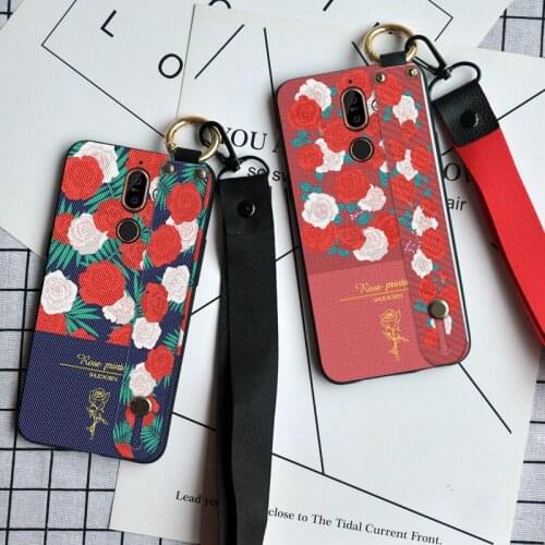 Luxury Floral Wristband Case For Nokia 6 8 Sirocco X71 X7 Fashion Lanyard TPU Cover For Nokia 7 X6 6.1 7.1 8.1 Plus 9 Pureview