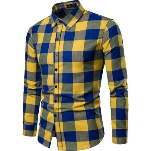 4 Colors Men Casual Plaid Shirts Flannel Red Checkered Shirts Male Long Sleeve Chemise Homme Cotton Check Shirts Plus Size