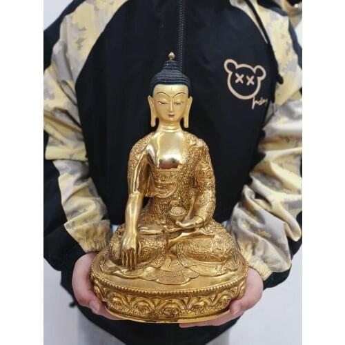 GOOD Buddha statue # 34CM large # 2020 HOME Talisman efficacious Protection # Tibetan Buddhism Gilding brass the Buddha statue
