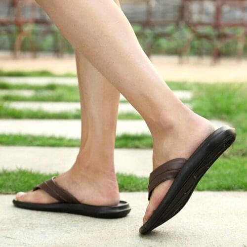 Slippers Indoor Rubber Slippers Flip Flops Mens Leather Mens Slide Soft Men Sport Zapatilas Outdoor Chancla Hombre