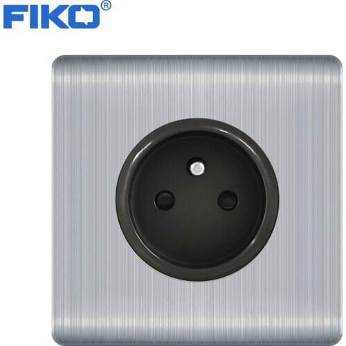 FIKO Champagne gold EU power socket EU standard ， 16A 250V wall socket 86mm*86mm stainless steel panel wall power socket
