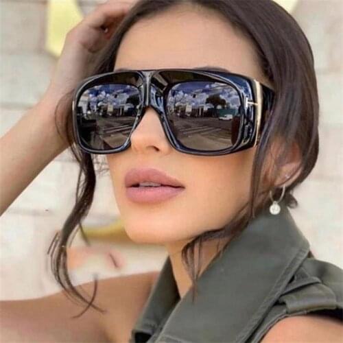 Thick Frame Oversized Sunglasses Men Brand Designer Black Goggles Vintage Sun Glasses Men Spuare Shades UV400 Eyewear