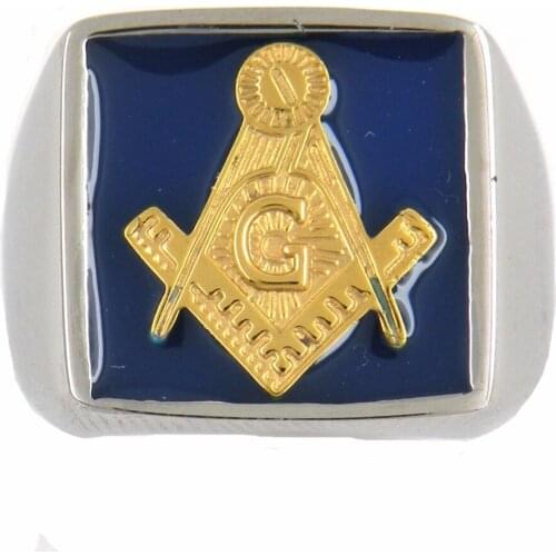 FANSSTEEL Stainless Steel Jewelry FreeMasonry Master Masonic Square and Compass Ring FSR12W56