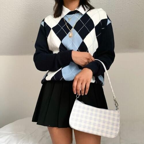 2020 Women Long Sleeve Casual Preppy Knit Sweatshirt Jumoer Sweaters Chic Tops Outfits Vintage Winter Knitted Sweater Pullovers