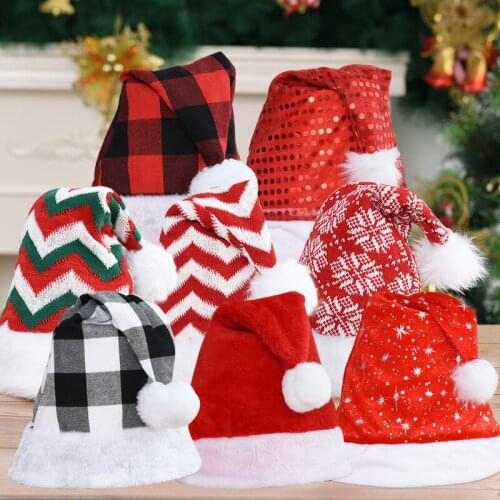1pcs Plush Knitted Christmas Hat High-Quality Santa Claus Caps Christmas Decoration For Home Xmas Festival Party New Year Decor