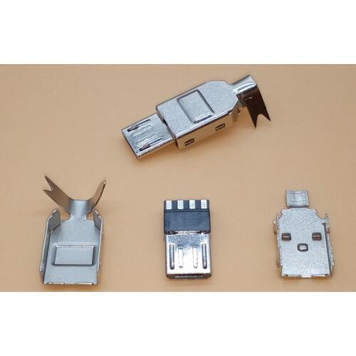 10set Micro USB 5PIN Welding Type Male Plug Connector Charger 5P USB Tail Charging jack 4 in 1 Metal Parts
