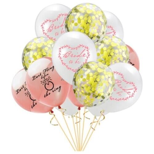 10pcs Rose Gold Confetti Balloons Heart Shape Wedding Party Latex Balloon Decoration Bride-To-Be Bachelor Party Supplies