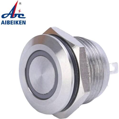 12/16/19/22/25/28/30mm Short Stroke Mini Waterproof Metal Push Button Switch Power Led Light Momentary 5V 12V 24V 220V Red Blue