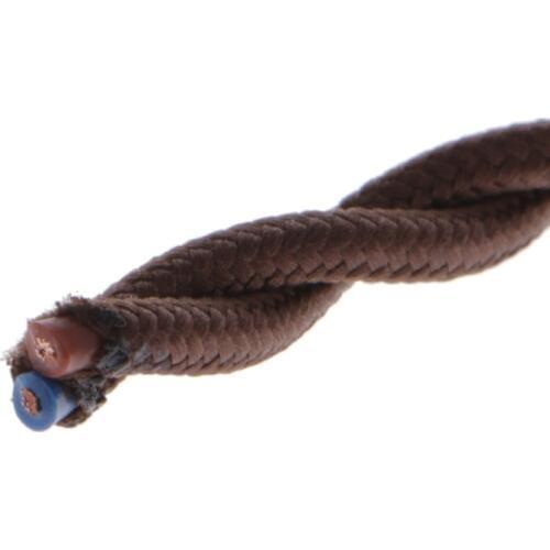 2 M 2x0.75 Coffee Vintage Retro Twist Braided Fabric Light Cable Electric Wire