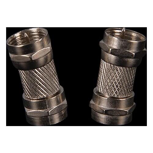 2Pcs Silver Zinc Alloy F Type Male Plug Connectors Socket To RF Coax TV Aerial Female RF Adapters