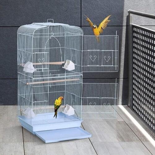 4 Casters Parrot Cage Garden Outdoor Indoor Iron Wire Cage With Handle Cockatiel Macaw Cockatoo Crate Birdcage Bird Supplies HWC