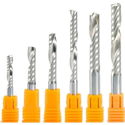 5Pcs SHK 4mm CEL 17-52mm CNC End Mill One Single Flute Spiral Tugster Steel Router Bit For MDF Carbide Milling PVC Wood Cutter