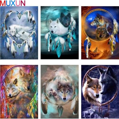 5D Full Drill Diamond Embroidery Painting Animal Diamond Mosaic Paintings Wolf Beautiful Animal 3D Diamond Painting Decor 8Jm030