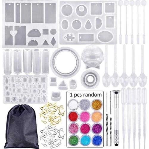 83 Pcs/Set DIY Epoxy Resin Materials Professional Jewelry Making Tools Silicone Mold With Nail Drill Pendant Ornament Mold Tool